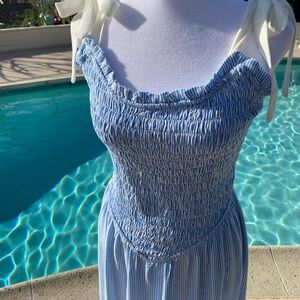 Sienna Sky Light Blue Striped Sundress